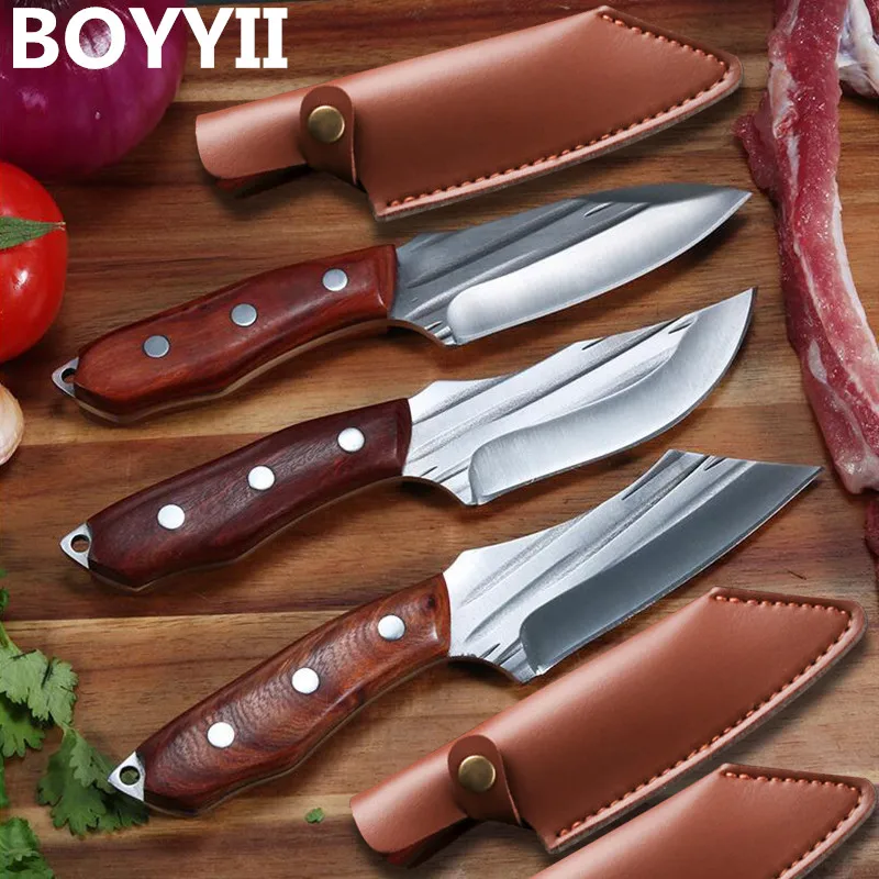 

Meat Cleaver Knife Hand Forged 5Cr15Mov Stainless Steel Camping Survival Hunting Knife Fruit Butcher Boning Kitchen Chef Knife