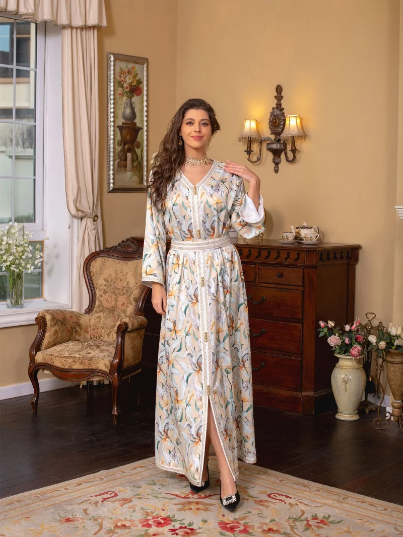 Caftan Marocain Abaya Dubai Turkey Islam Kaftan Muslim Hijab Dress African Dresses for Women Robe Arabe Musulman Djellaba Femme