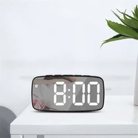 mirror digital clock led clocks voice control snooze table powered by battery