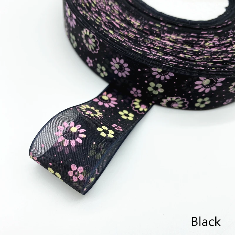 Ленты из органзы с цветочным принтом 5 ярдов 25 мм |