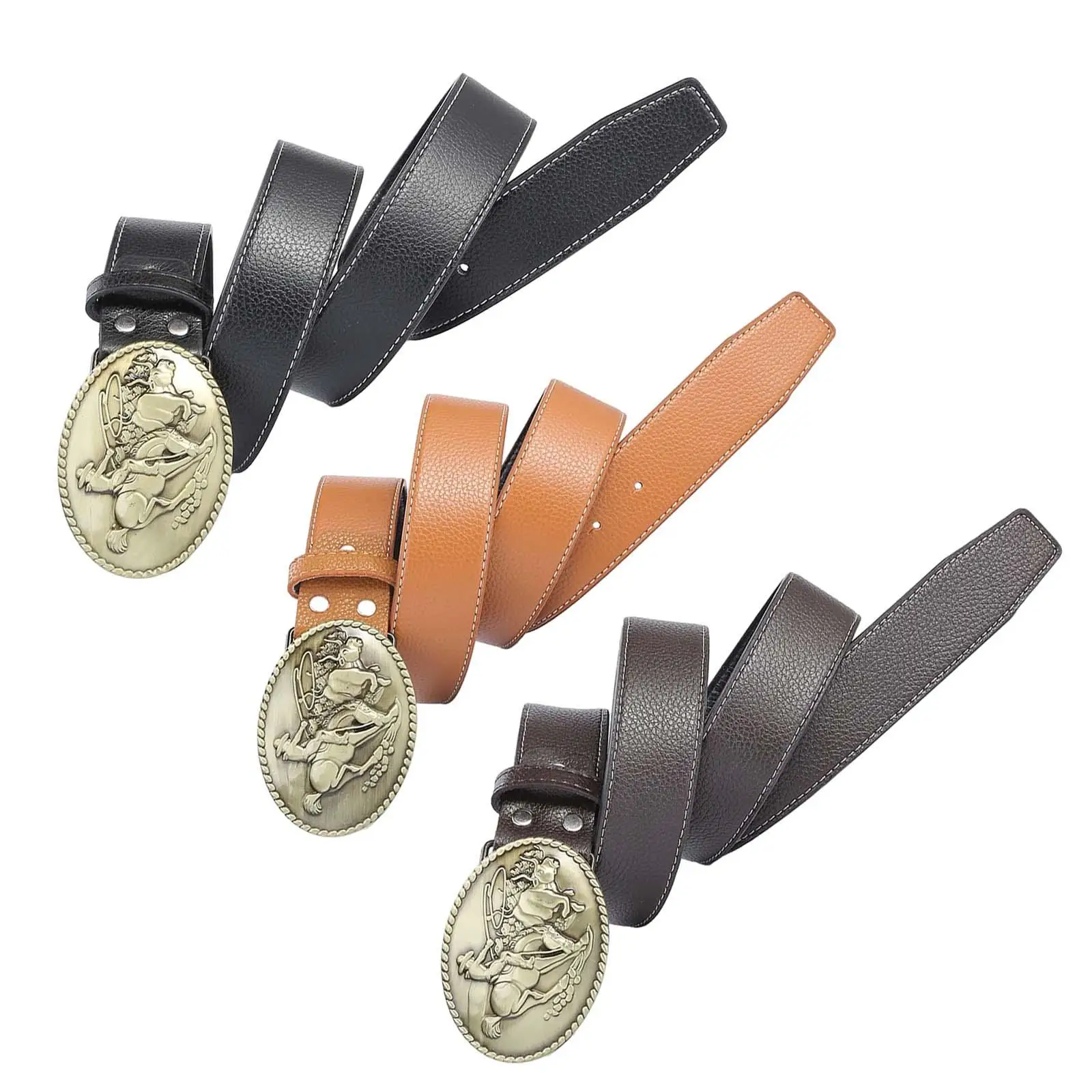 

High Quality Men's PU Leather Belt Dress Accessories Trousers Pants Jeans Waist Strap Vintage Style Western Belt for Teens Boys