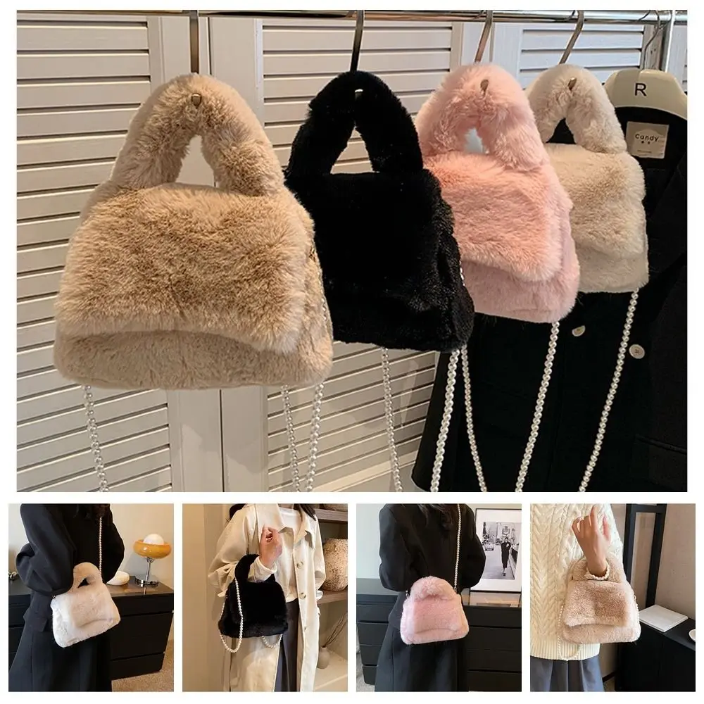 

Hand Woven Shoulder Bag Small Plush Commute Armpit Bag Crossbody Handbag Work