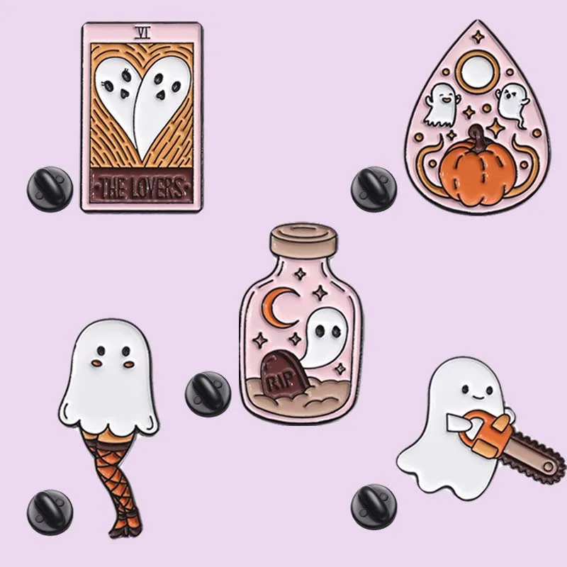 Хэллоуин призрак Бу эмалированные булавки тыква бензопила жуткие броши значки