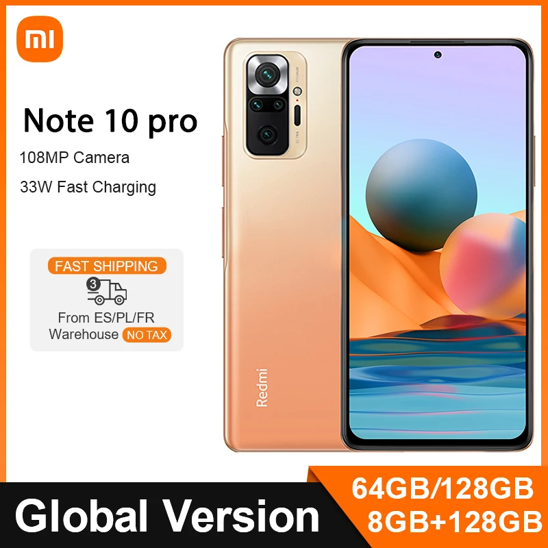 Смартфон Xiaomi Redmi Note 10 Pro 6 + 64/128 ГБ 732 МП Snapdragon 120G Гц AMOLED-дисплей 33 Вт |