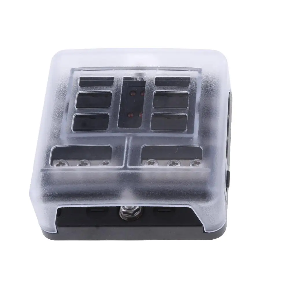 

6-Way Fuse Block with Negative Bus - ATC/ATO Fuse Box with Ground, LED Light