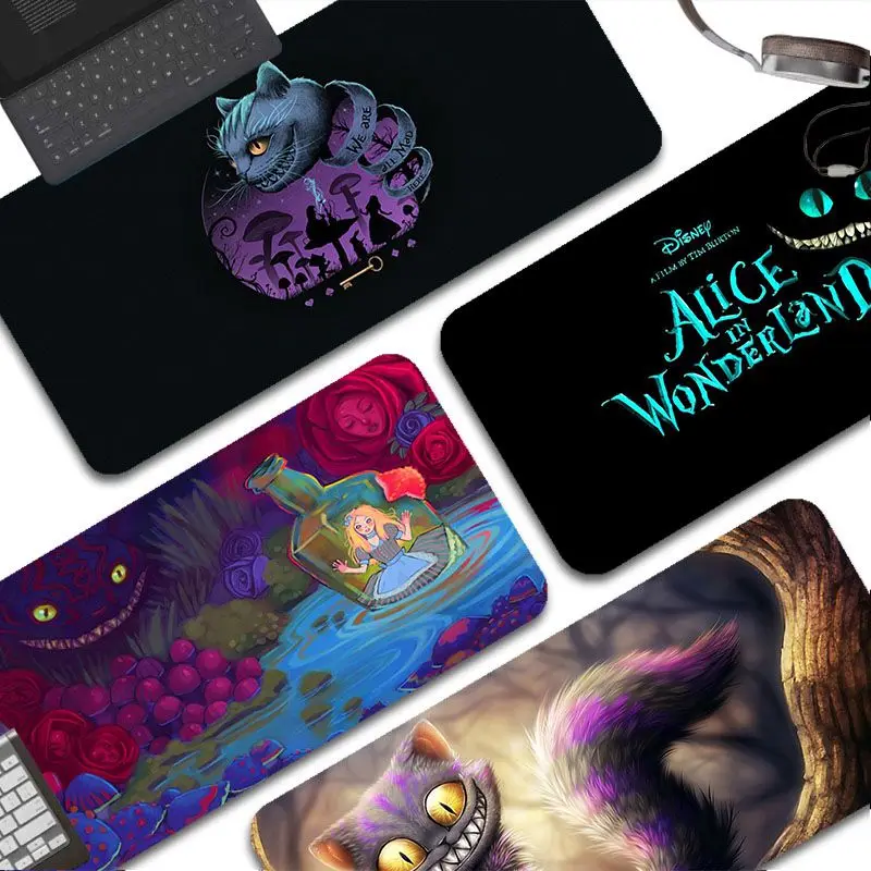 

Disney Alice In Wonderland Cheshire Cat Lockedge Desktop Desk Mat Kawaii Gaming Accessories Students Writing Pad For PC Desk Pad