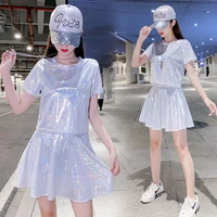 hyrax new shiny t shirt cheerleader clothing disco dance ins skirt annual meeting girl group costumes