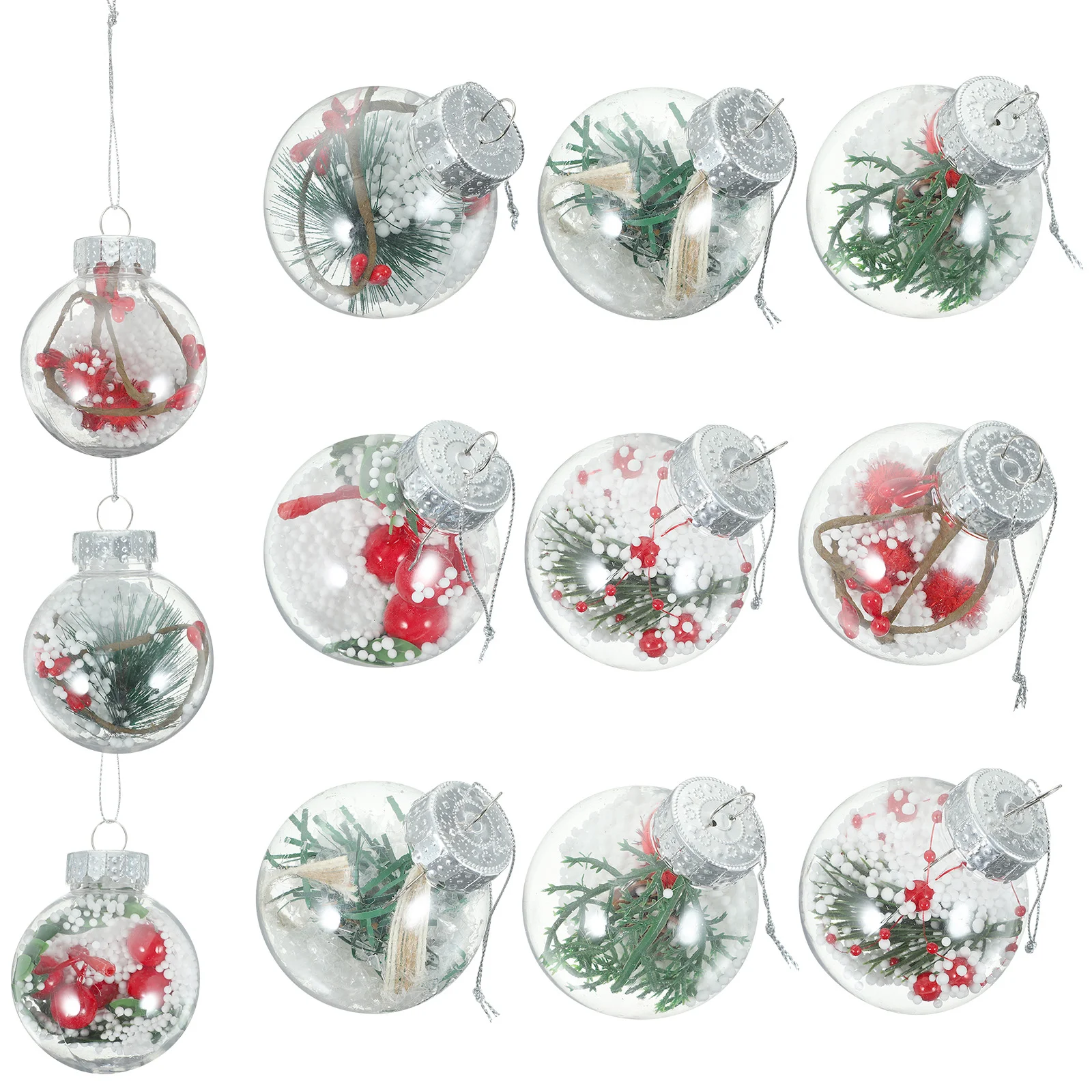 

12 Pcs Xmas Tree Hanging Decor Balls Ornament Christmas Ornaments Decorations Transparent Decors Plastic Pendant