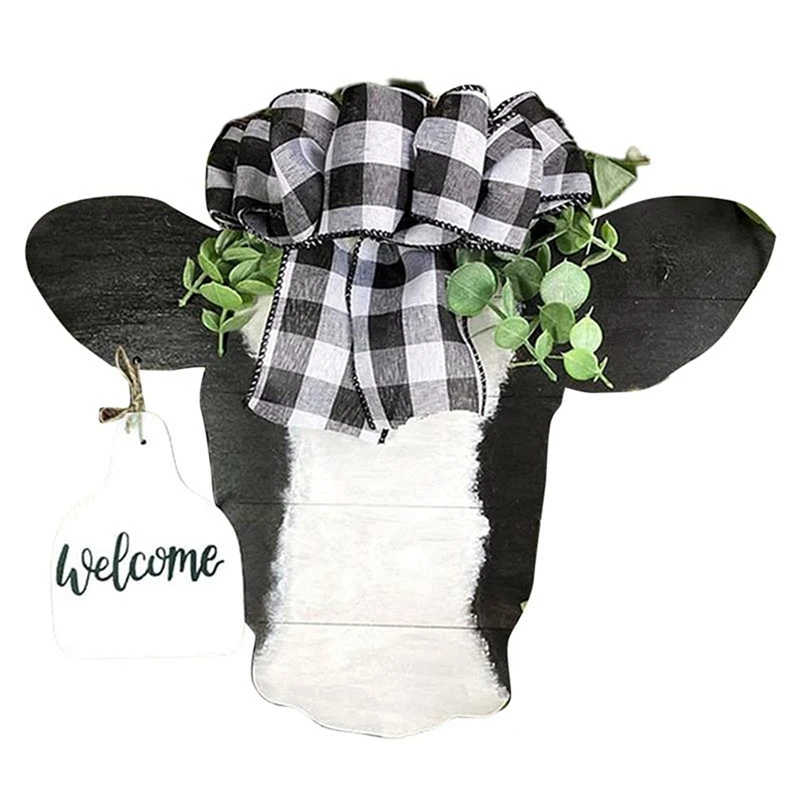 

Cow Head Welcome Sign Acrylic Animal Head Door Hanger Welcome Hanging Sign For Front Door Porch Wall Decor