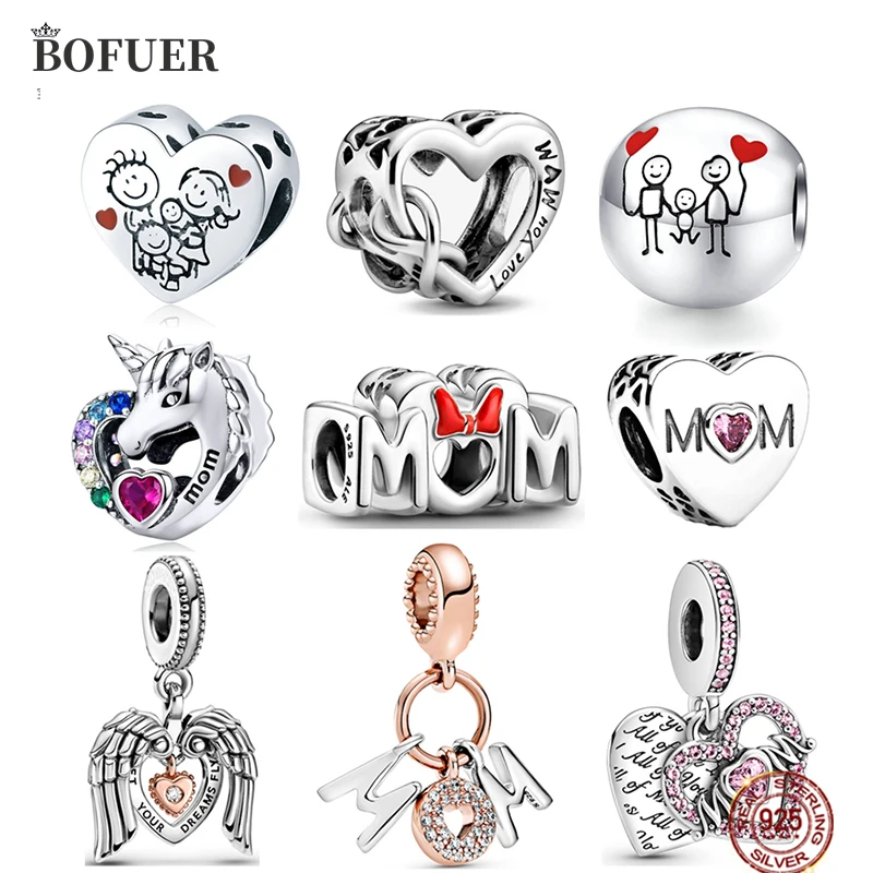 Подвеска для браслета I Love You Mum Heart из серебра 925 пробы | Украшения и аксессуары
