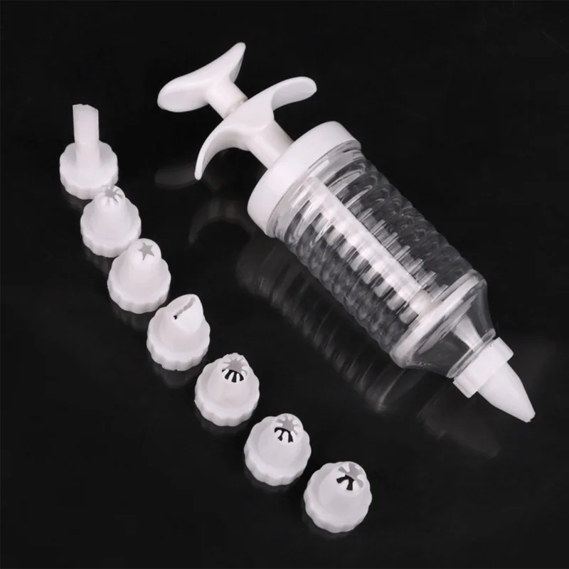 

Delicate Cake Decorating Icing Piping Cream Syringe Tips 8 Nozzles Set Tool for kitchen baking use