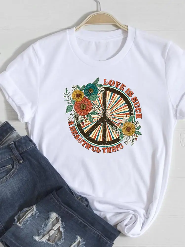 

Футболка женская летняя с принтом, милая Повседневная модная одежда с мультяшным рисунком, топ с графическим принтом