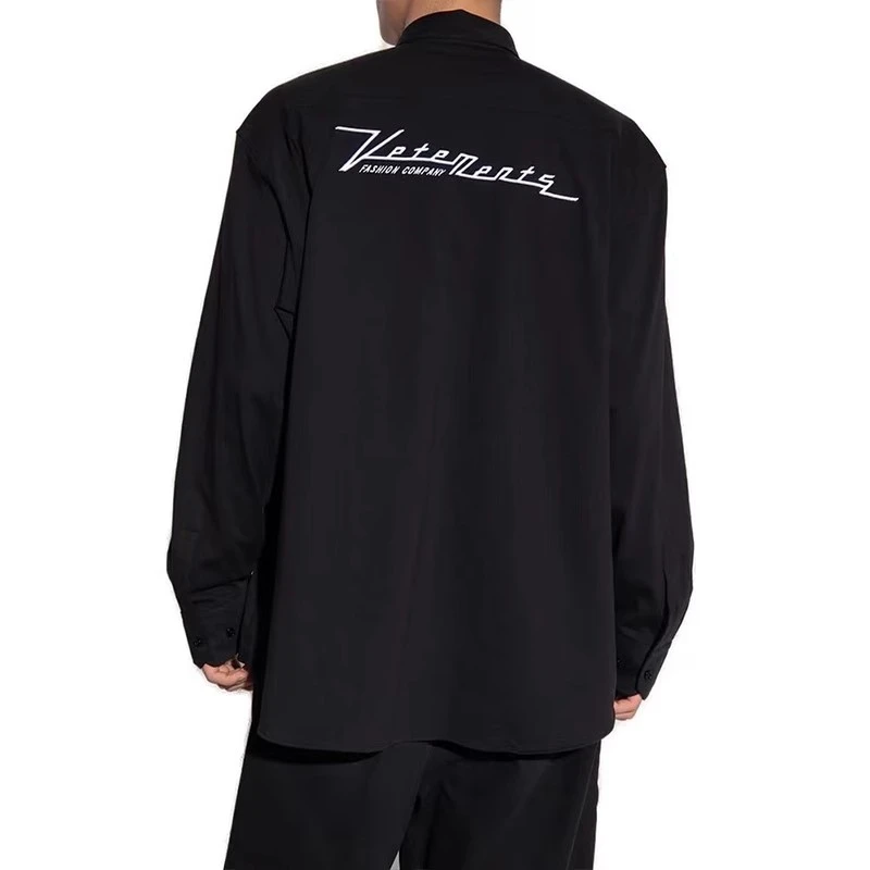 

Oversized 2023 New Vetements Long Sleeve Shirts Men Women Letter Embroidered Logo Black VTM Shirt Tops Tees Inside Tag