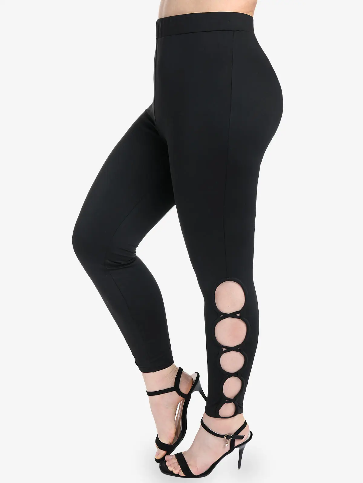 

Rosegal Plus Size High Waist Crisscross Cutout Skinny Leggings High Rise Fitted Leggings