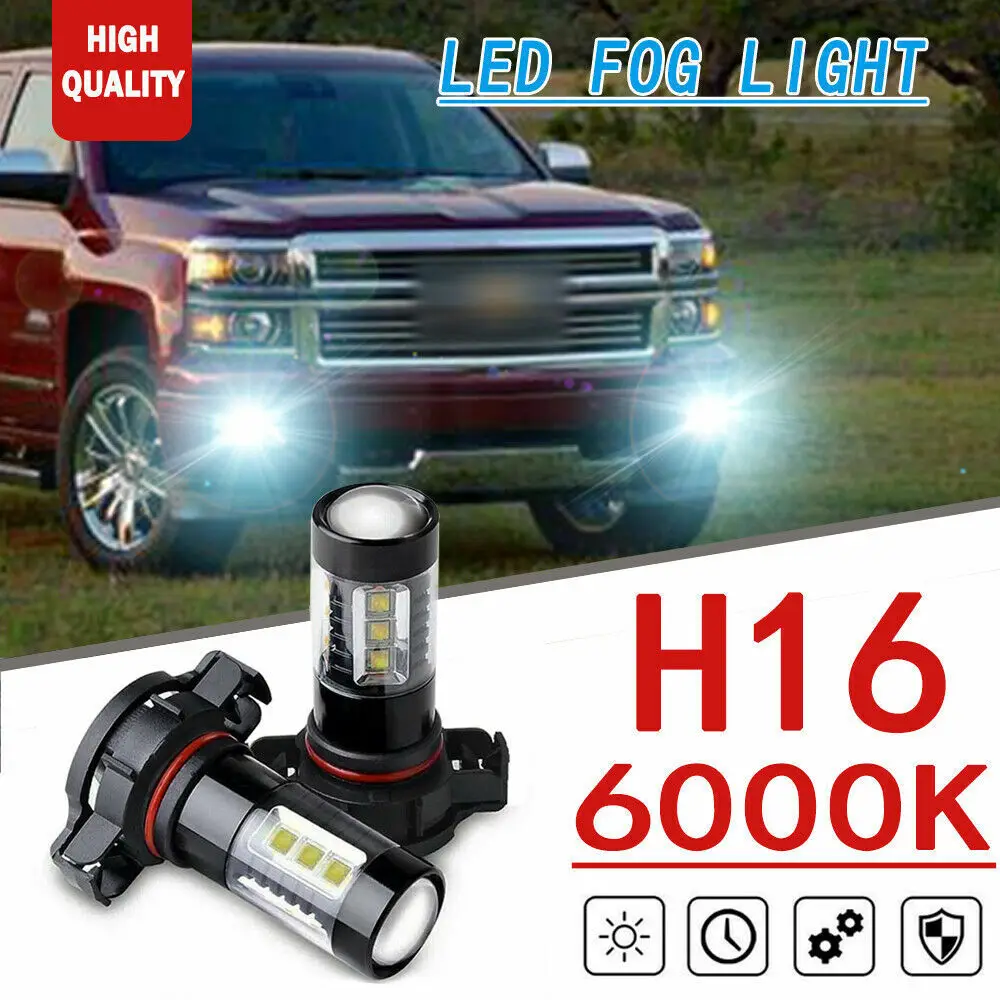 For 2007-2015 Chevy Silverado 1500 2x 5202/H16 White New Bulbs Kit LED Fog Light
