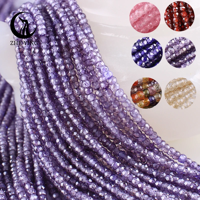 

Zhe Ying 2*3mm Faceted Natural Zircon Stone Beads Amethyst Purple Gemstone Faceted Rondelle AAA Zircon Beads for Jewelry Making