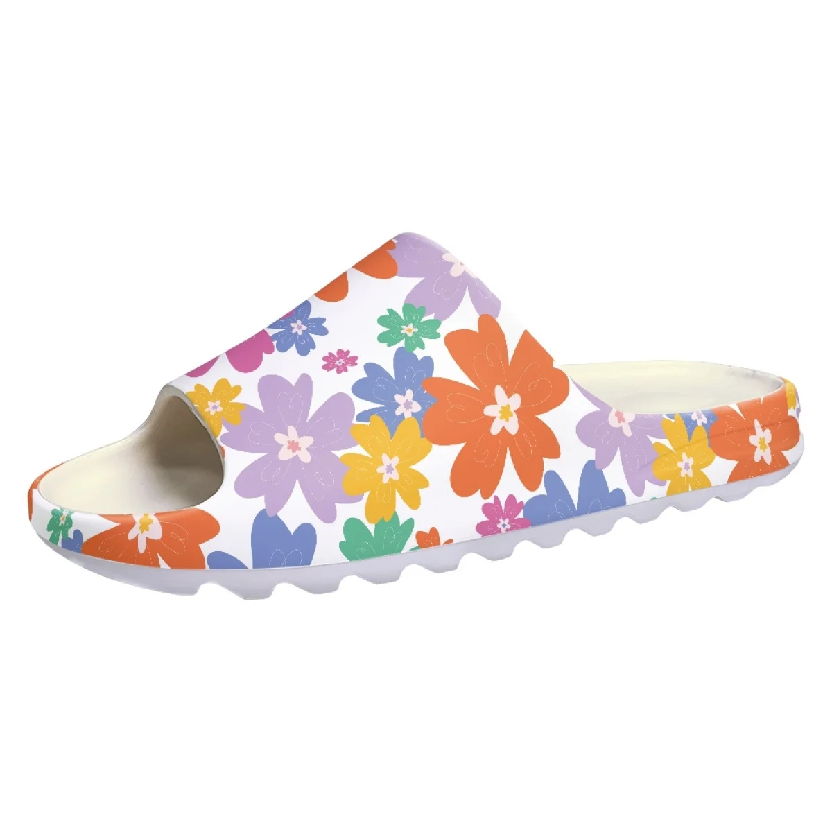 New Fashion Colorful Floral Cute Prints Summer Shoes For Women Casual Slipper Wear-Resistant Outdoors White Sole Comfort Sandal