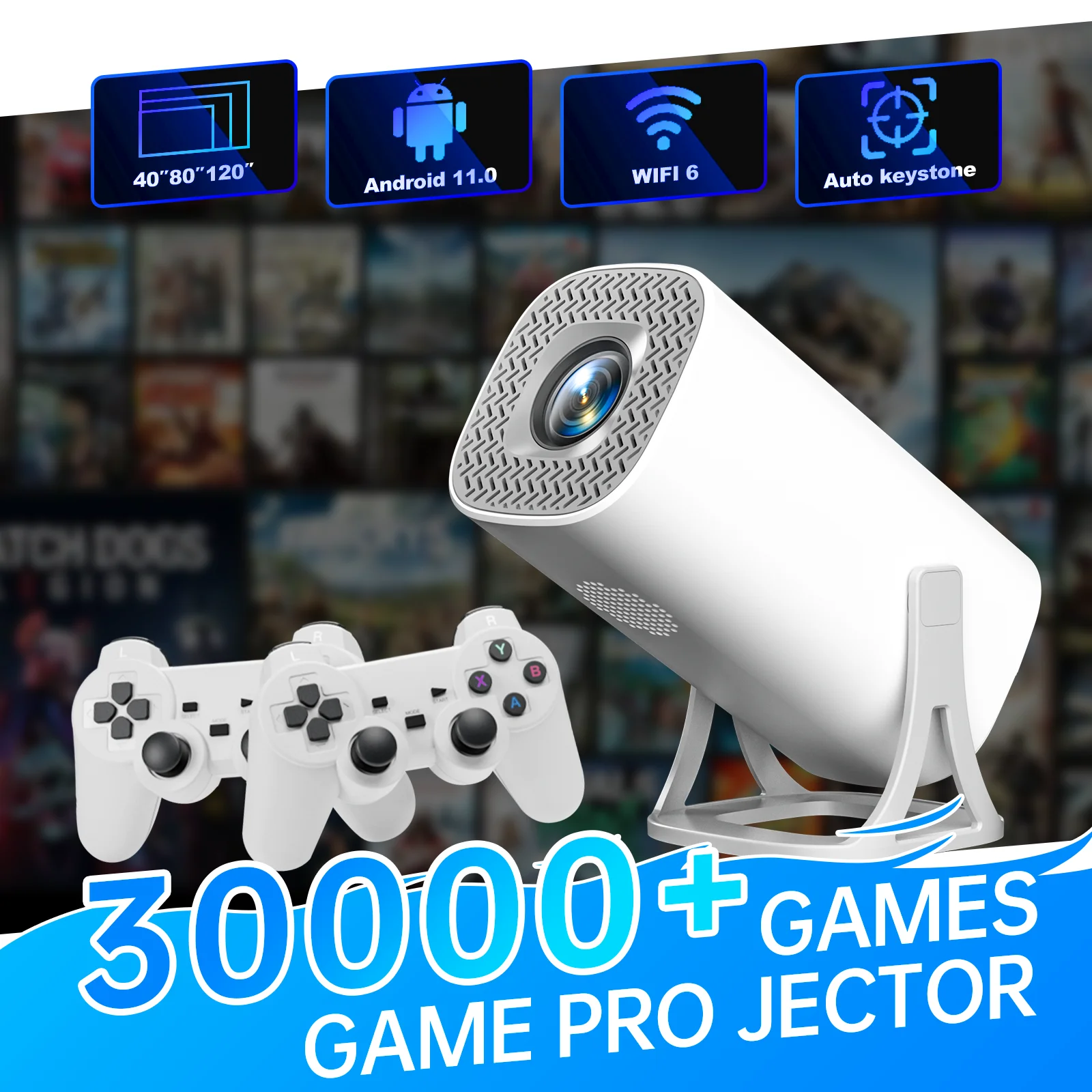 HONGTOP Проектор для игр Android 11 64ГБ