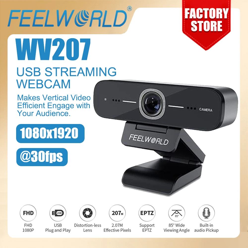 

Веб-камера FEELWORLD WV207 потоковая с USB, Full HD 1080P, с микрофоном