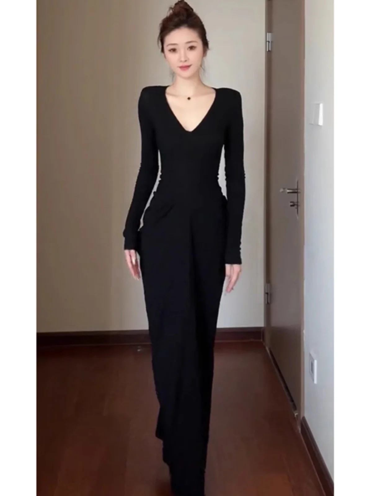 Французское платье Gyaru сексуальное облегающее талию с v-образным вырезом и