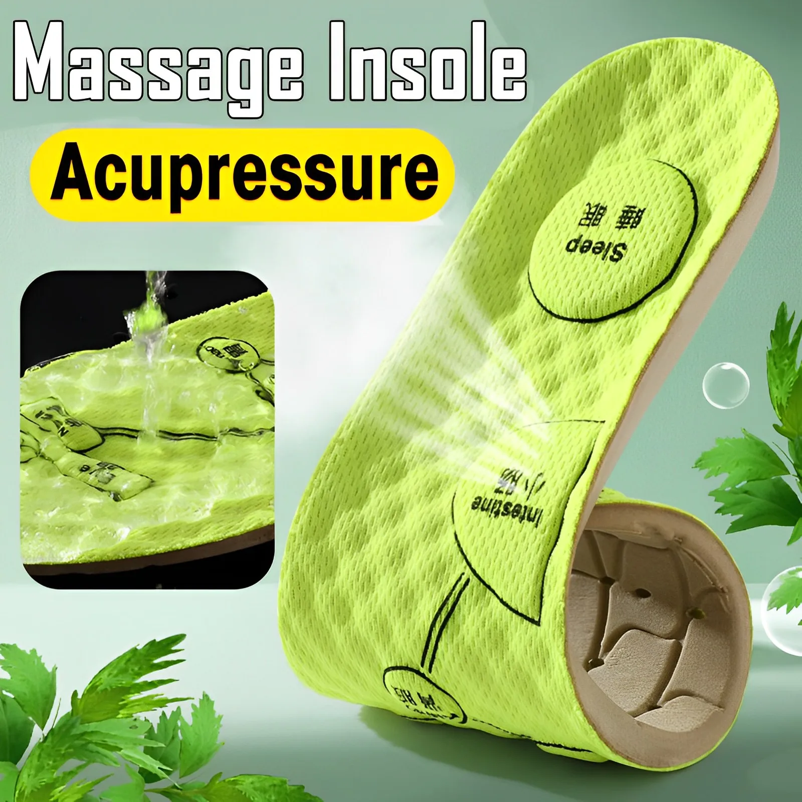 4PCS Foot Acupressure Insole Men Women Soft Breathable Sports Cushion Inserts Sweat-absorbing Deodorant Orthopedic Shoe Sole