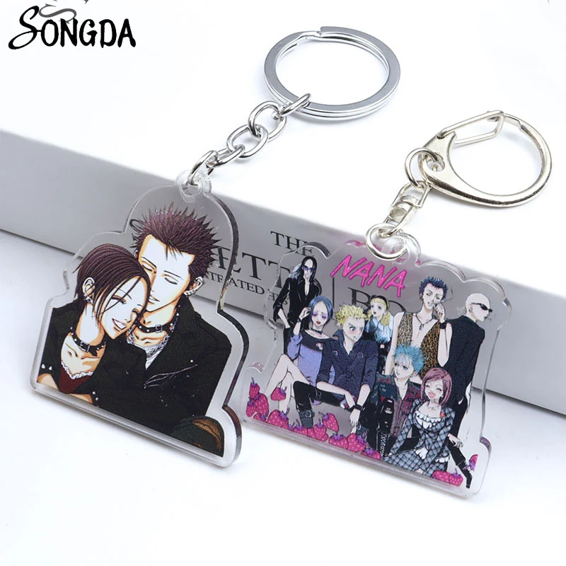 

Punk Nana Osaki Anime Acrylic Pendant Keychains Holder Ai Yazawa Cartoon Figures Keyrings Double Sided Cosplay Otaku Jewelry New