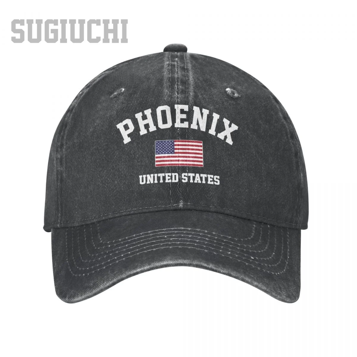 

Men Baseball Cap Phoenix Of USA United States City Charcoal Washed Denim Classic Vintage Cotton Dad Trucker Hat Unisex Adult
