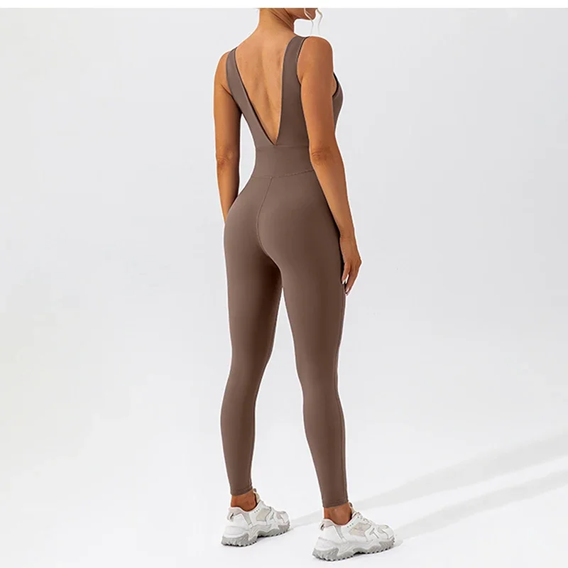 Сексуальные комбинезоны с открытой спиной женские полные длинные спортивные для