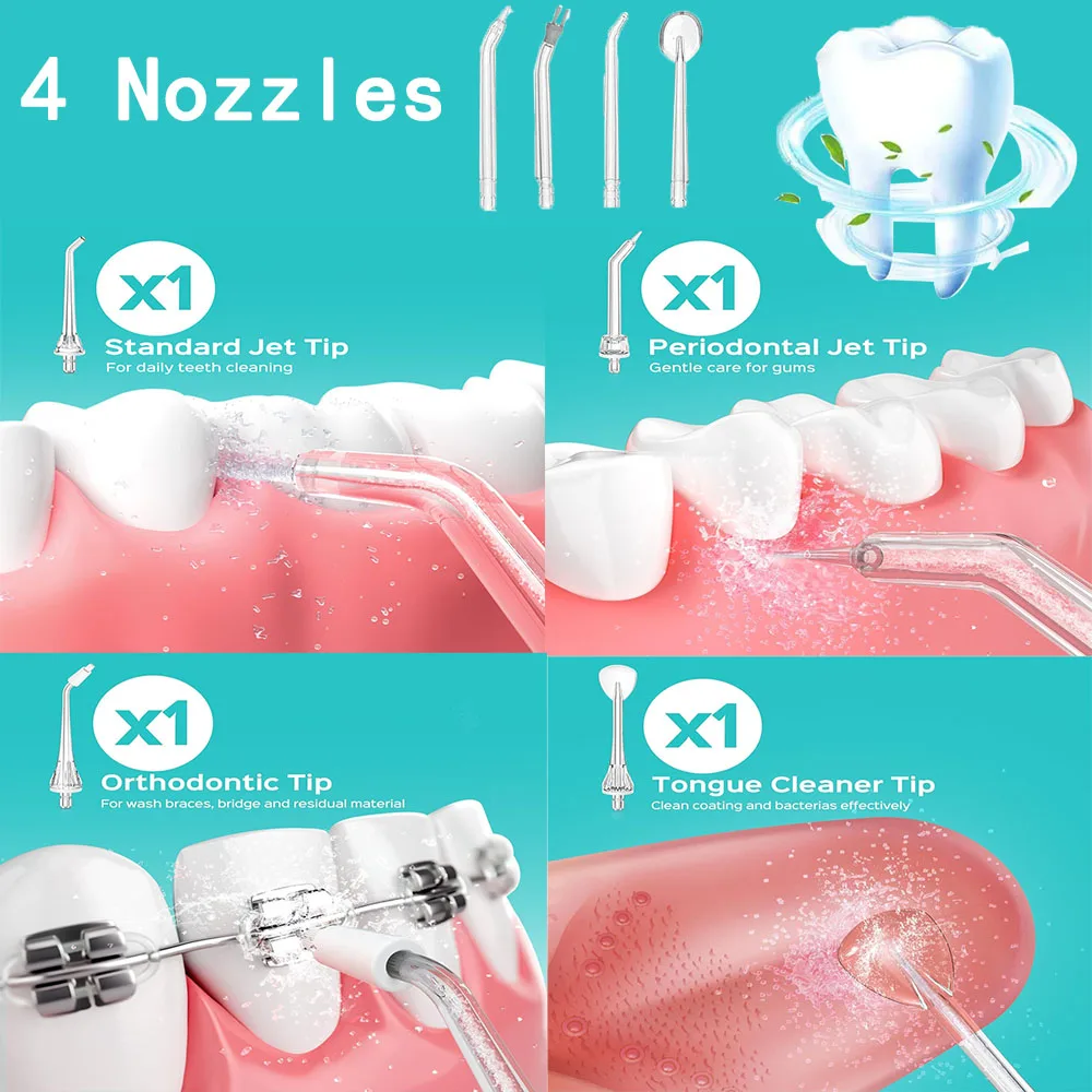 Фото Мини Nicwell Gum, ежедневный стоматологический ирригатор, ирригатор для воды, импульс, большее давление, профессиональный ортодонтический ирригатор для полости рта, Waterpick №3