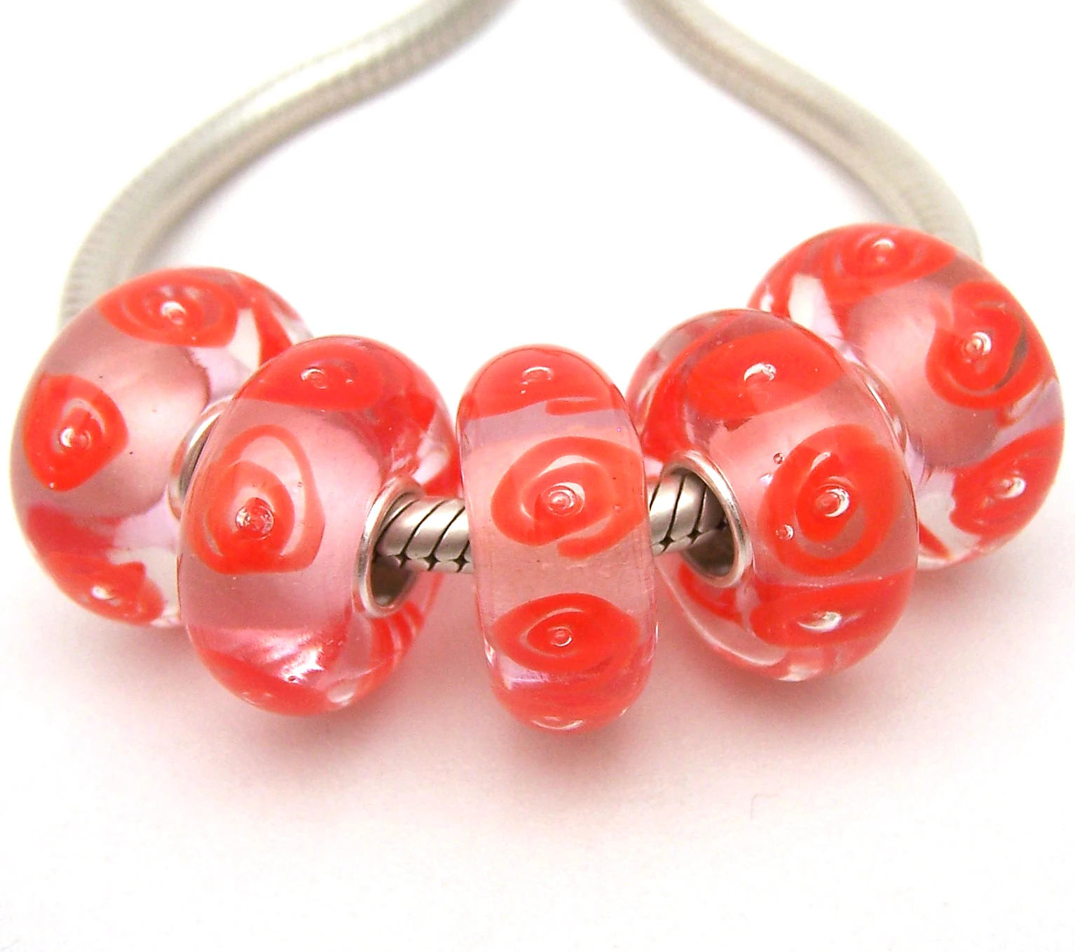 

YG591 5X 100% Authenticity S925 Sterling Silver Beads Murano Glassbeads beads Fit European Charms Bracelet diy jewelry Lampwork