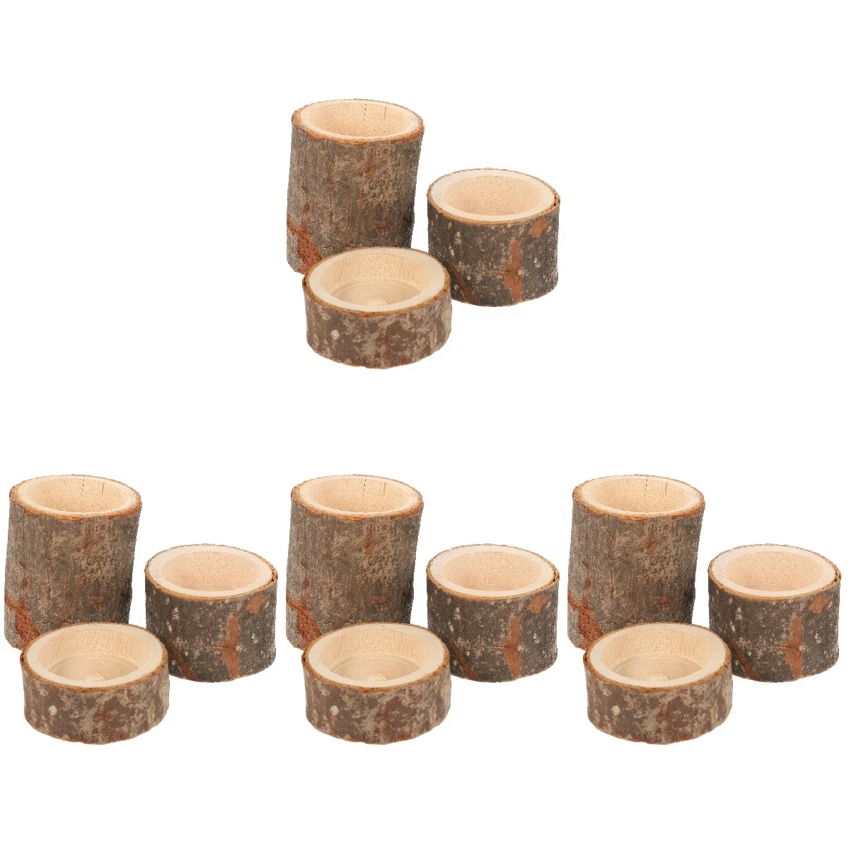 

12 pcs Wooden Candleholder Desktop Candlestick Holder Tea Light Holder Ornament
