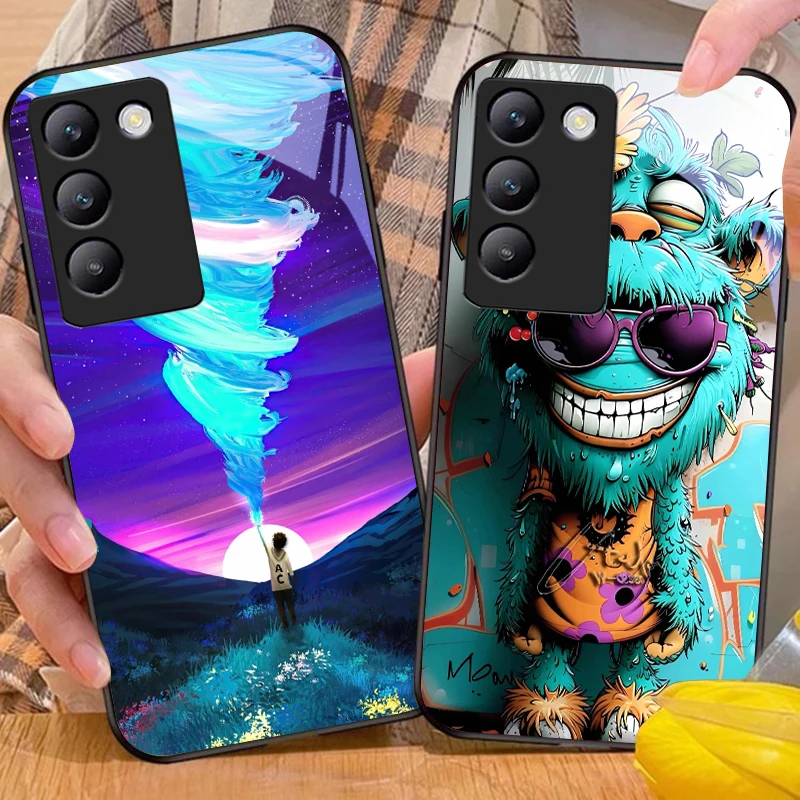 Цветной кирпичный медведь для Y72 33S 11 03 36 96 Lite 35 16 Iqoo 12 V40 SE 5G 29 40 21 30 X80 Pro Vivo Чехол