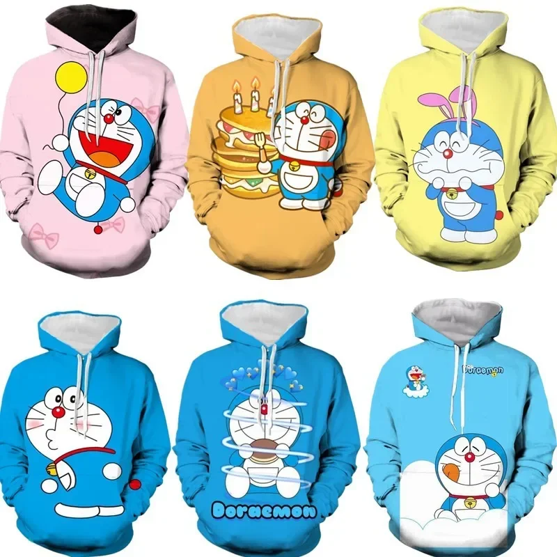 

Tiny Cottons Kids Winter 2024 3D Anime Doraemon Japanese Cartoon Jingle Cat Mechanical Cat Cos Sweatshirt Digital Print Hood