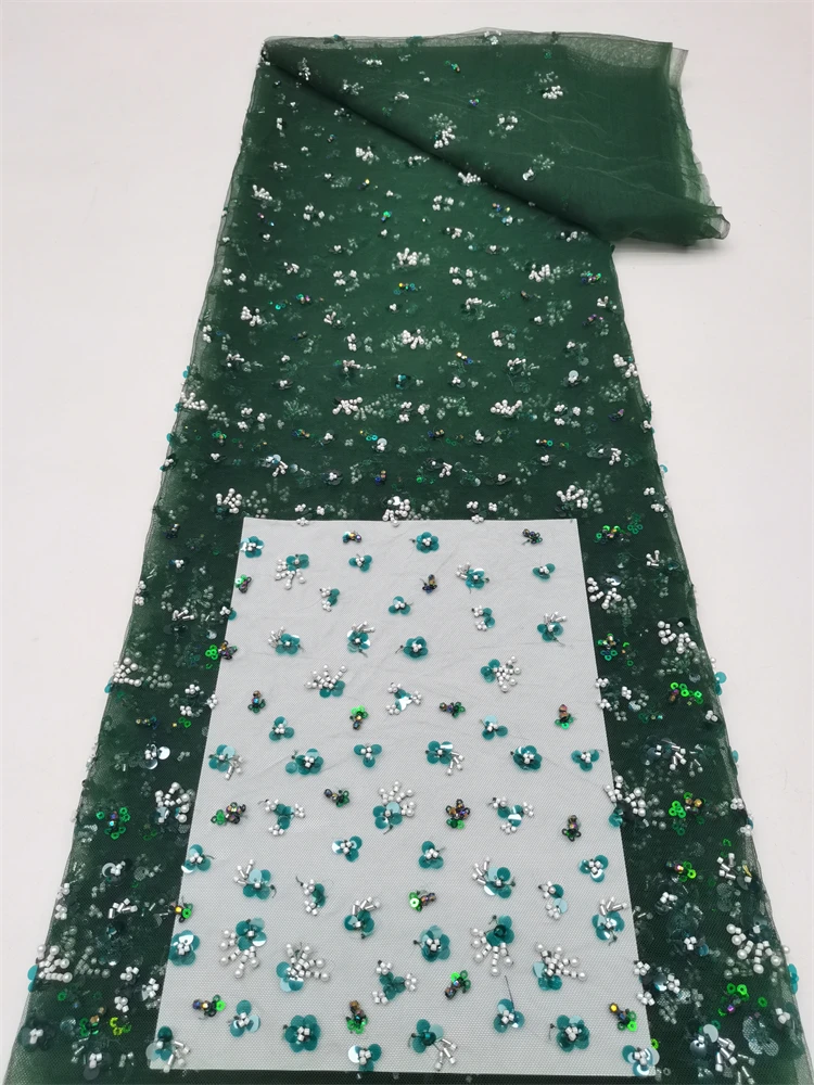 

Роскошная африканская кружевная ткань 2023, высококачественные блестящие бусины, кружевные ткани для фототюля, кружевная ткань TC