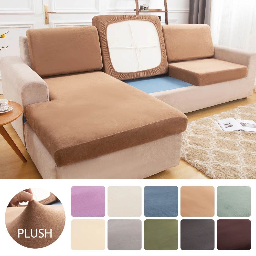 

Plush Sofa Cushion Cover for Living Room Corner Couch Seat Cover Elastic 1/2/3/4 Seater Sofas Case Stretch Seatback Protector