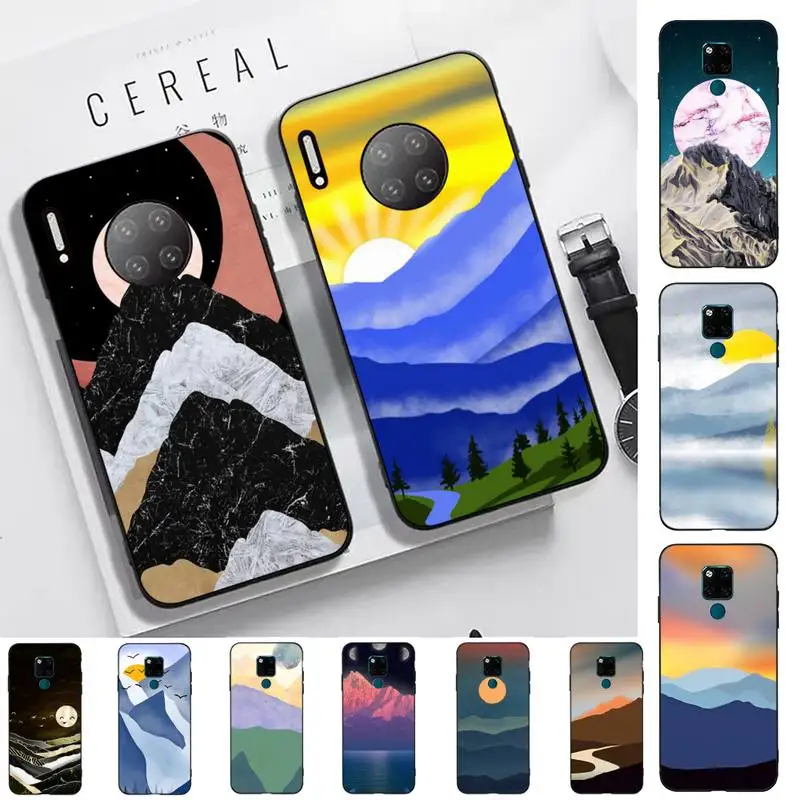 

Mountain Marble Moon Phone Case for Huawei Mate 20 10 9 40 30 lite pro X Nova 2 3i 7se