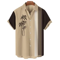 hawaii 3d coconut tree print mens shirt oversized casual shirt travel holiday short sleeve top top beach retro mens wear