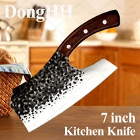 7 inch effort saving damask stainless steel kitchen knives forged meat cleaver multifunctional knife cooking tools