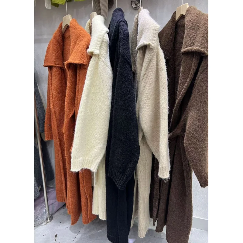 Длинный элегантный вязаный кардиган для женщин 2024 новый корейский стиль мягкий