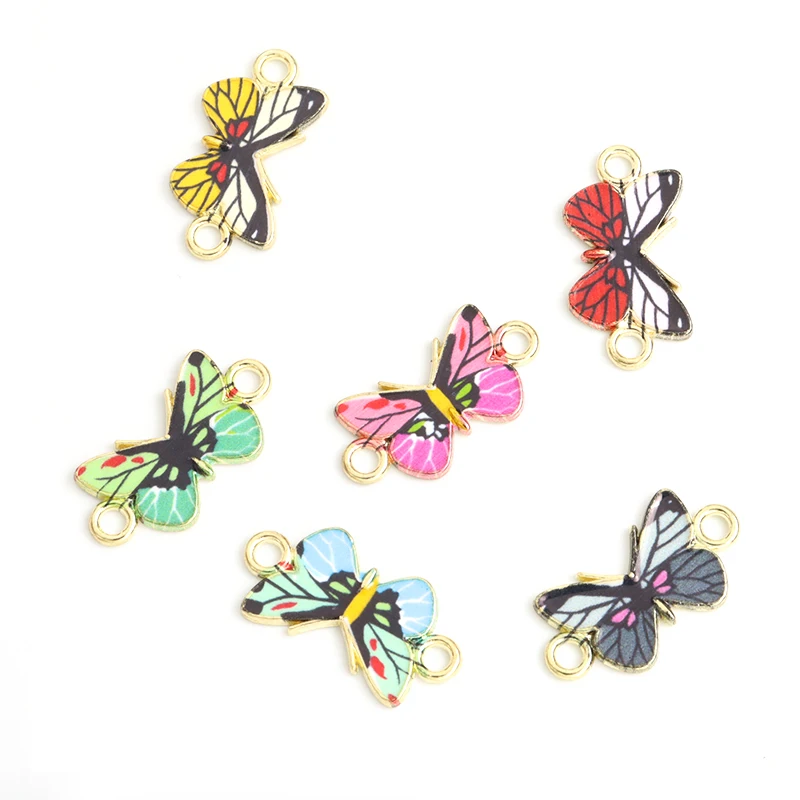10 шт. забавные красочные эмалевые разъемы в форме бабочки трендовые печатные