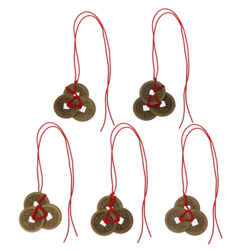 

Китайские монеты удачи, монеты фэн-шуй, счастливые монеты I-ching с красной струной