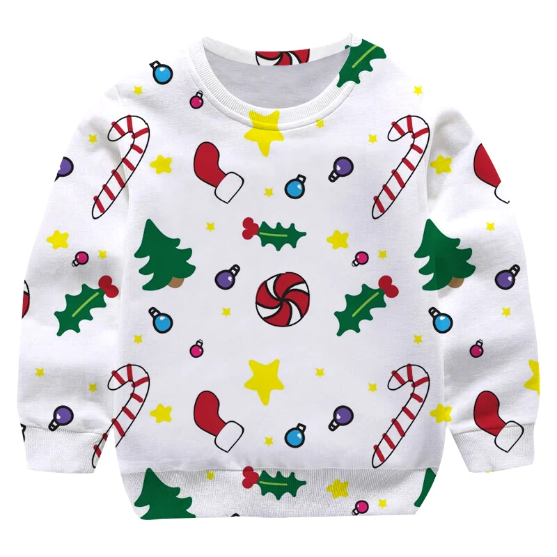 

Рождественская Новинка, свитшоты для девочек с принтом Санта-Клауса, лидер продаж, детская одежда для рождевечерние, осенние Рубашки с длин...