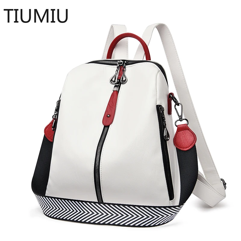 

Fashion Backpack Women Soft Leather Backpack Female White High Quality Travel Back Pack School Backpacks for Girls Sac A Dos Hot