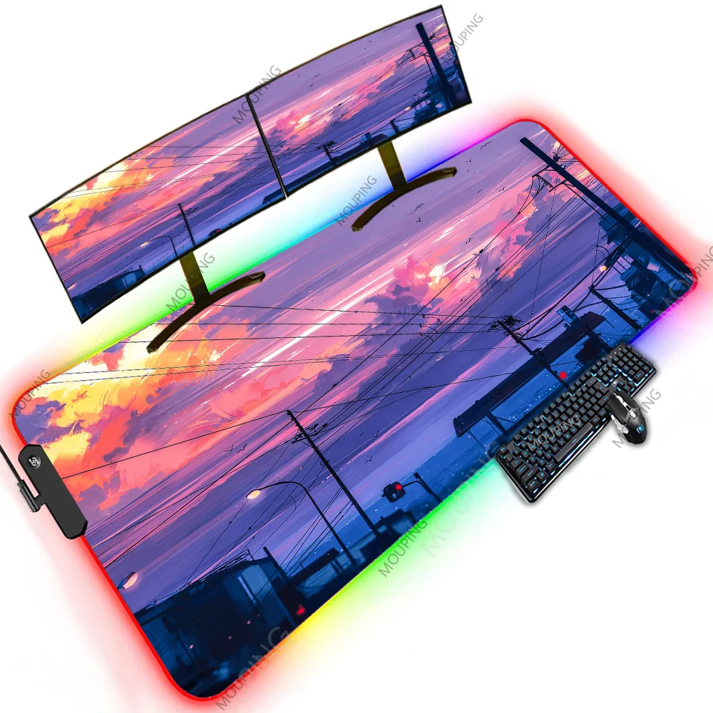 

Setup Gaming Decoration Fixed Pc Support Xxxxl Purple Mousepad Backlit Large Pads Colorful Computer Table Led Deskmat Aesthetic