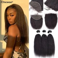30 28 26inch Kinky Straight 3 Bundles With 20 22inch 13x4 13x6 Fine Melt HD Lace Frontal Used To Make Wigs For Women Prepulcked