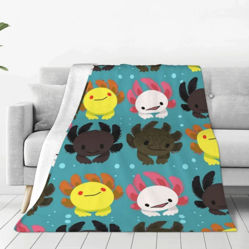

Axolotl Squad Blanket Cartoon Anime Salamander Wool Vintage Soft Throw Blankets for Home Decoration
