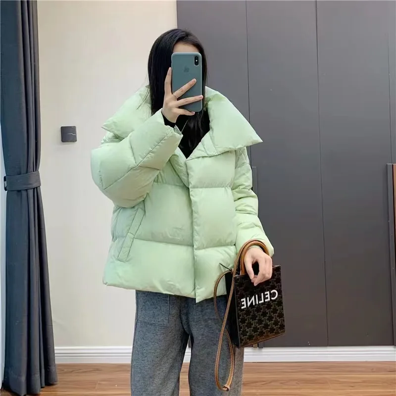 2023 Winter Fashion Women Goose Down Coat Short Parkas Jacket Thick Warm Clothing for Female Ladies Outerwear Plus Oversized