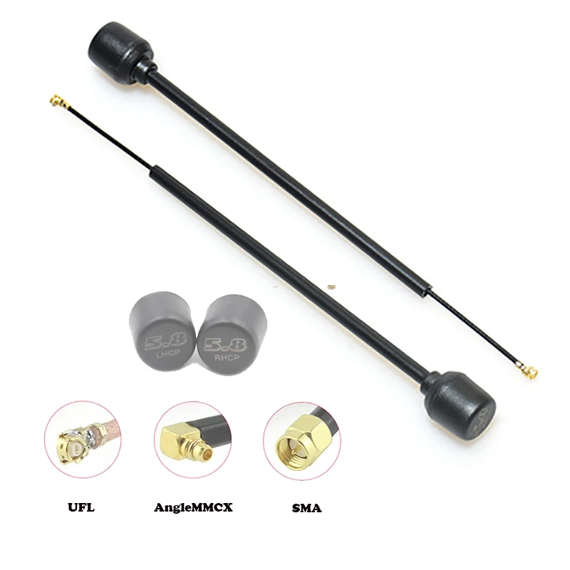

Happymodel 5.8GHz Lollipop Omni Circular Polarized RHCP LHCP Black Antenna 2.5DBi UFL / SMA / MMCX Angle for FPV Racing Drones