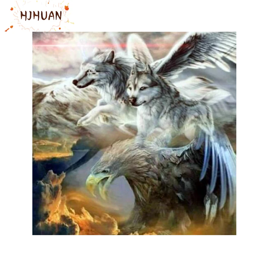 

New 5D Diamond Painting Abstract wolf eagle animal Full Square/round Diamond Embroidery Picture Of Rhinestones Mosaic Home Decor