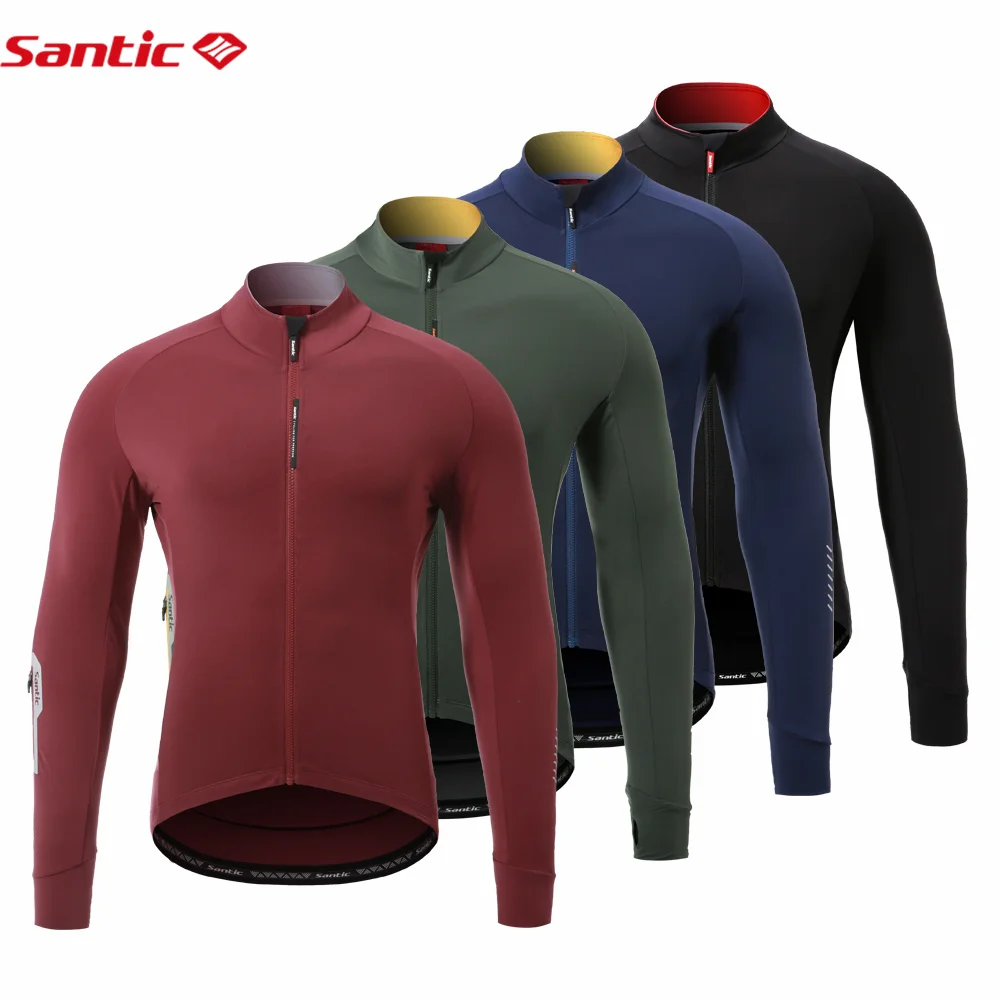 Santic Winter Men Cycling jackets Long Sleeves  Fleece Keep Warm Road Bike Tops MTB Jerseys Jackets Asian Size